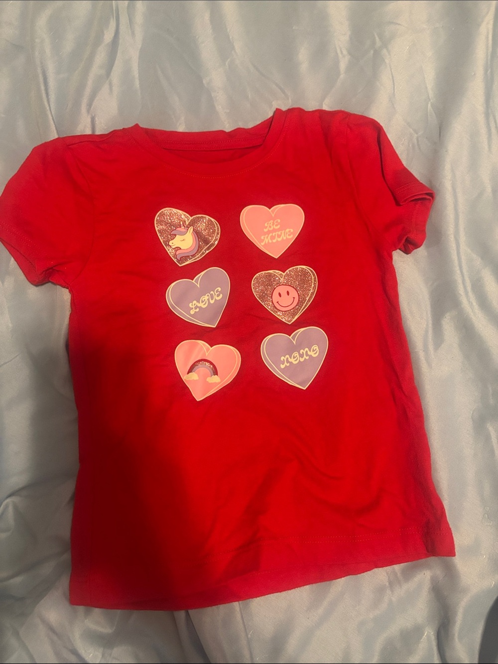 wonder nation Red Short Sleeve Tee with Heart Graphics